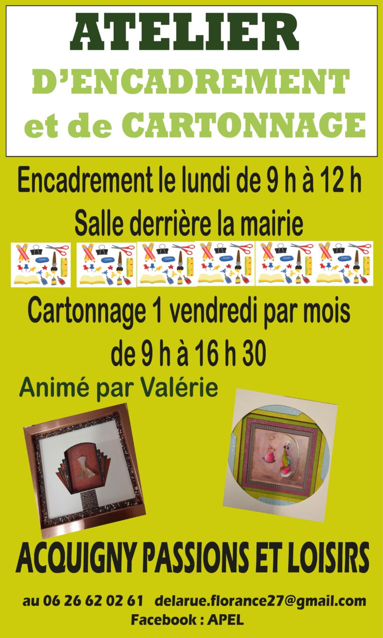 atelier de cartonnage et d encadrement acquigny