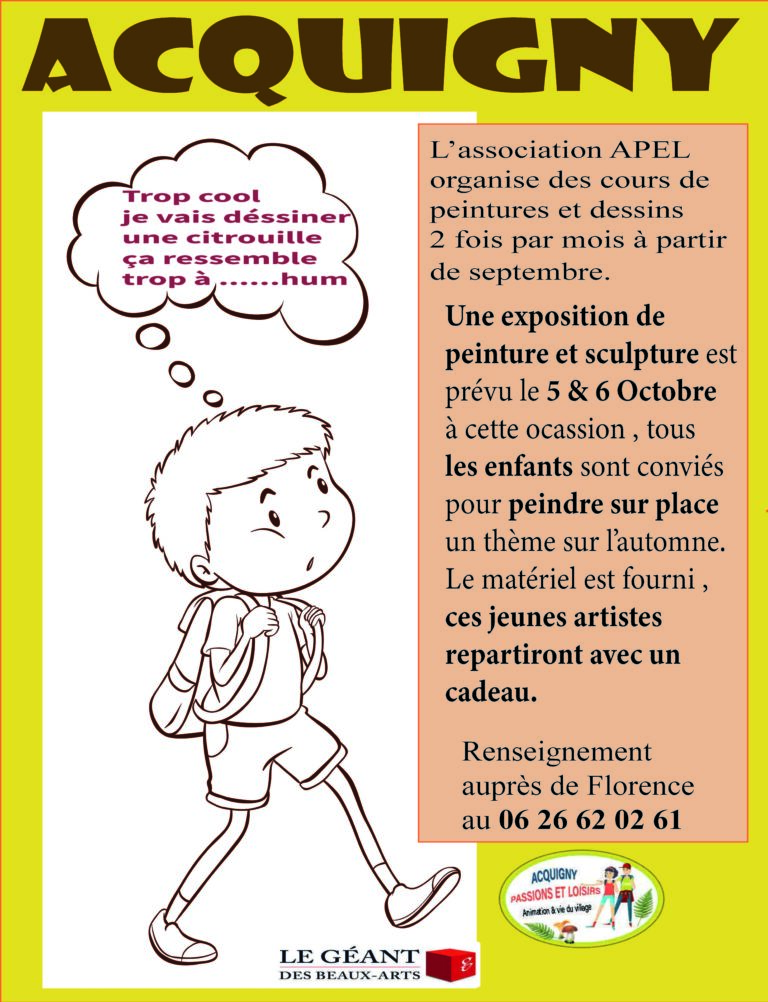 cours de dessin et peinture enfant acquigny